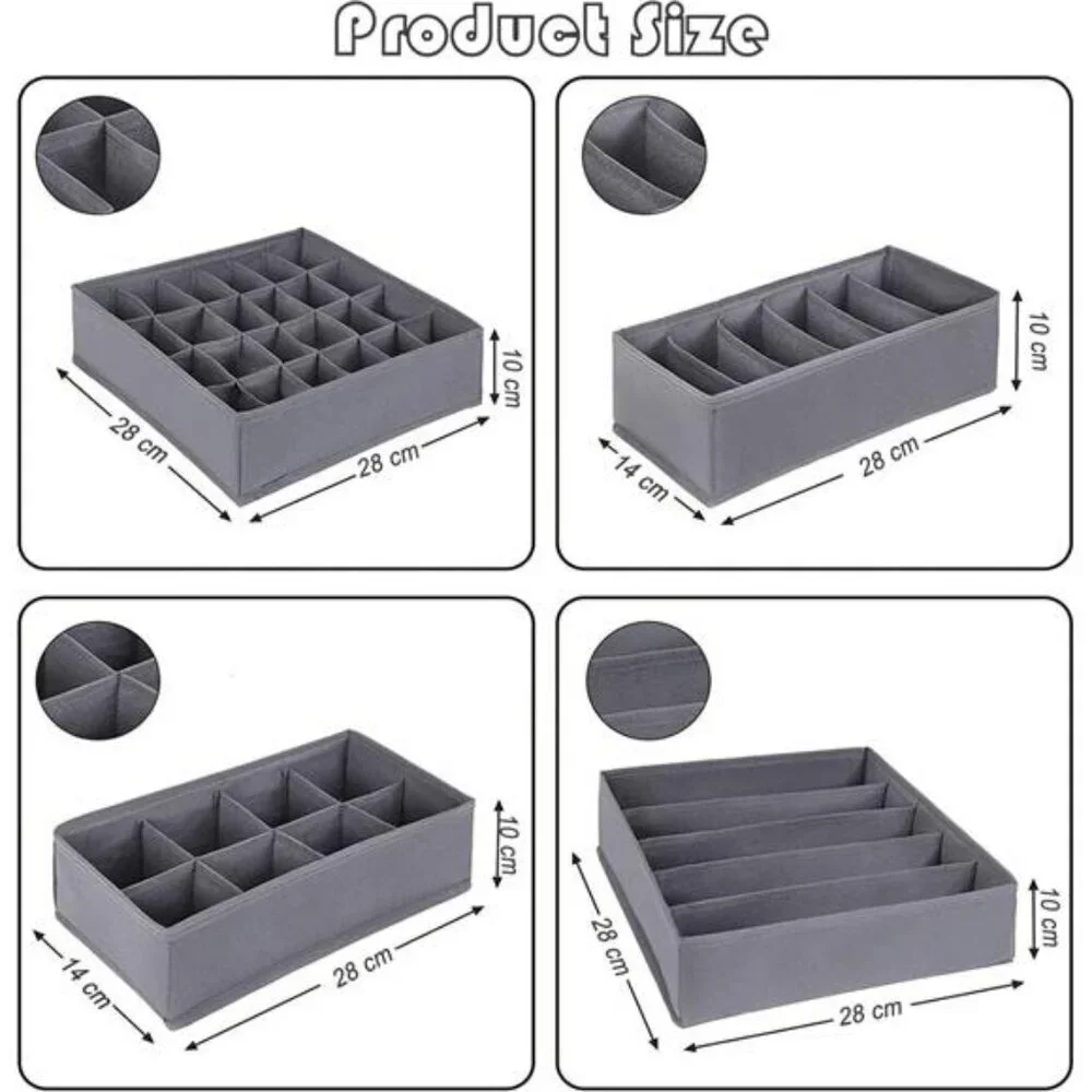 Foldable Dresser Drawer Organizer Set Underwear Sock Closet Storage Bins